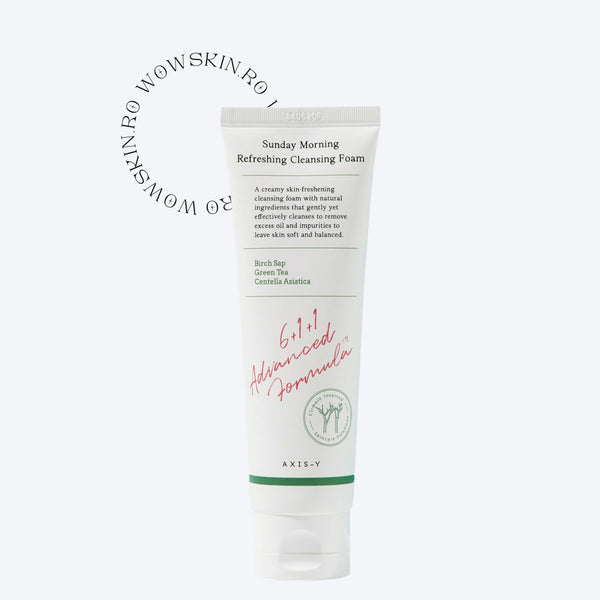 AXIS-Y Sunday Morning Cleansing Foam curăță delicat și echilibrează pH-ul pielii. Ideal pentru ten sensibil și predispus la iritații.